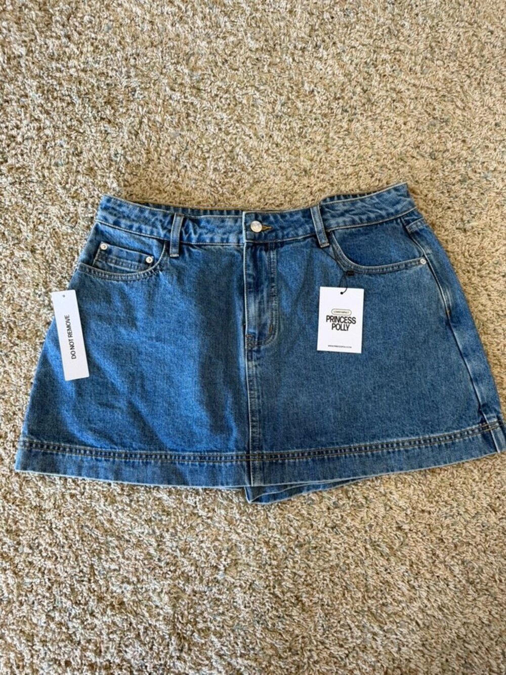 NWT Princess Polly Gazelle Denim Skort Mid Wash Sz 12